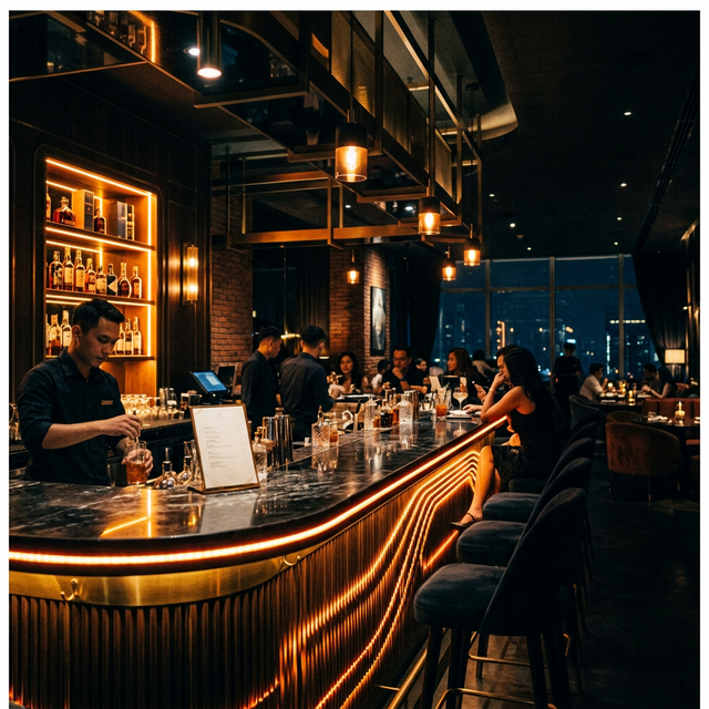 Yes Chef SCBD Jakarta — 3-layer dynamic lighting installation